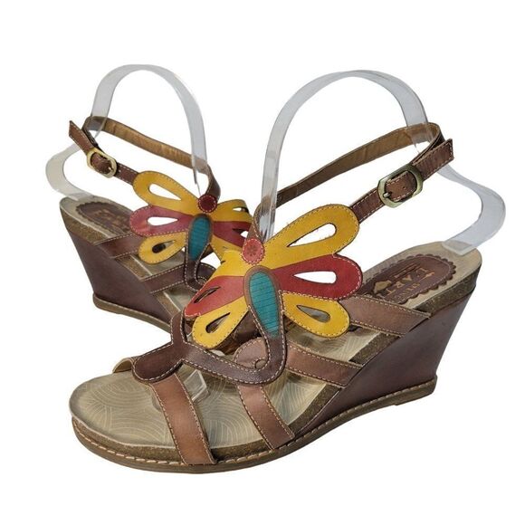 L'Artiste by Spring Step Ronella Multi Strap Leather Wedge Sandals (Size 8.5) - Picture 1 of 11